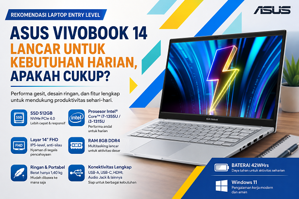 ASUS Vivobook 14 A1404MA: Laptop Entry Level Lancar untuk Harian